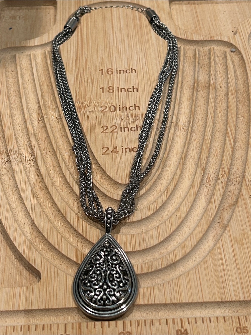 Lia Sophia Silver Teardrop Filigree Pendant Necklace - Picture 4 of 4